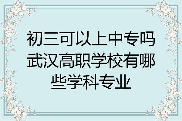 初三可以上中专吗武汉高职学校有哪些学科专业