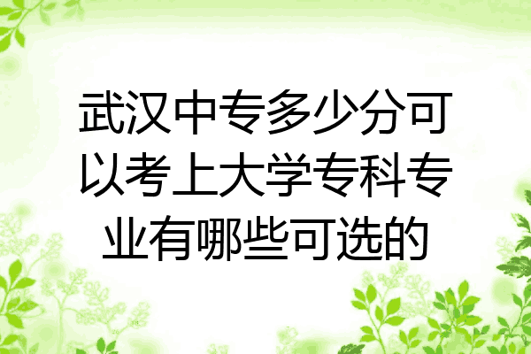 武汉中专多少分可以考上大学专科专业有哪些可选的