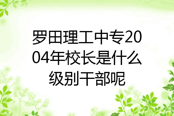 罗田理工中专2004年校长是什么级别干部呢