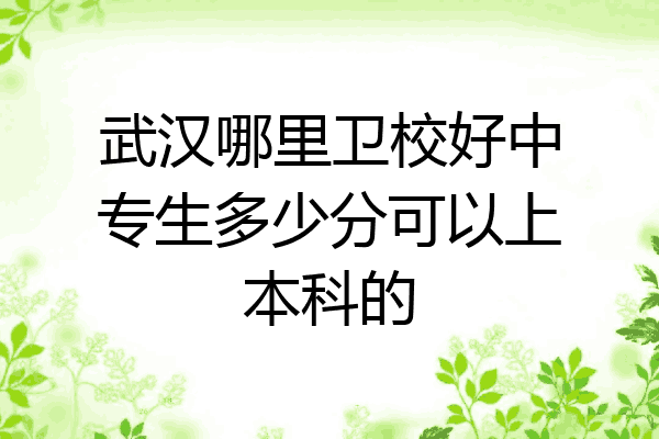 武汉哪里卫校好中专生多少分可以上本科的