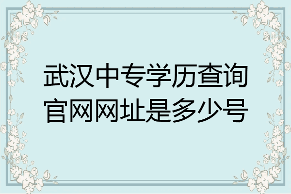 武汉中专学历查询官网网址是多少号