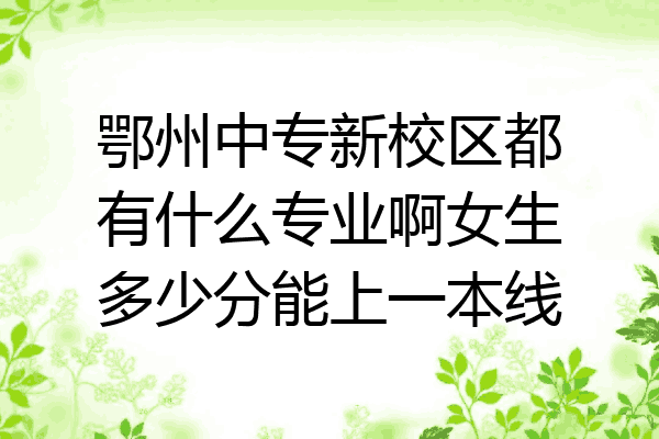鄂州中专新校区都有什么专业啊女生多少分能上一本线