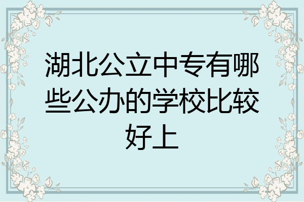 湖北公立中专有哪些公办的学校比较好上