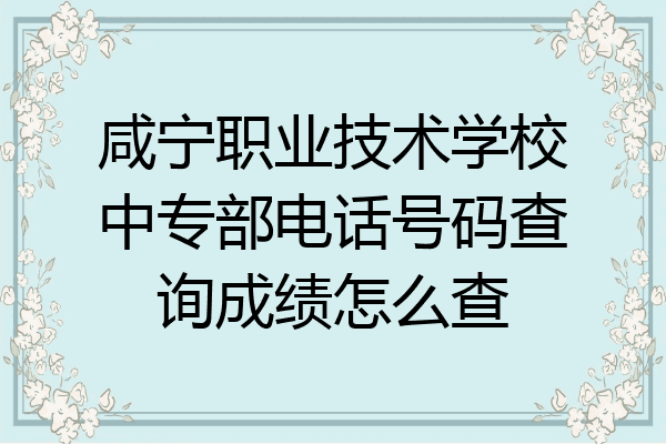 咸宁职业技术学校中专部电话号码查询成绩怎么查