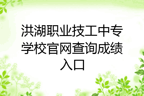 洪湖职业技工中专学校官网查询成绩入口