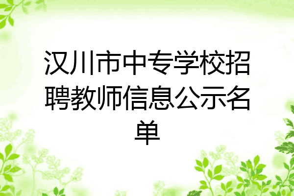 汉川市中专学校招聘教师信息公示名单