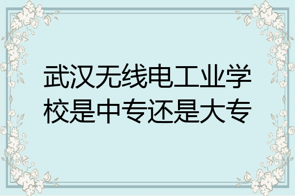 武汉无线电工业学校是中专还是大专