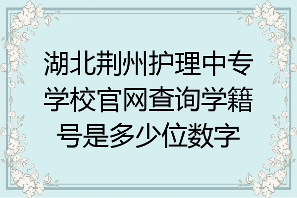 湖北荆州护理中专学校官网查询学籍号是多少位数字