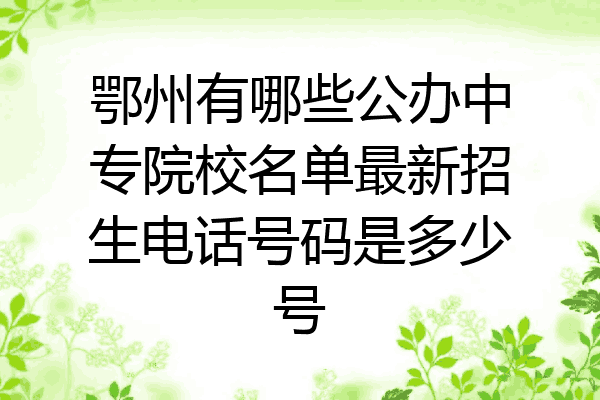 鄂州有哪些公办中专院校名单最新招生电话号码是多少号