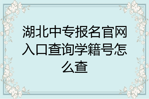 湖北中专报名官网入口查询学籍号怎么查