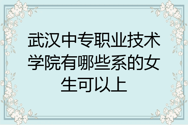 武汉中专职业技术学院有哪些系的女生可以上