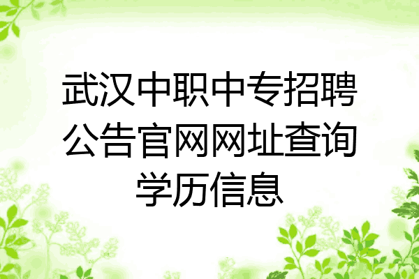 武汉中职中专招聘公告官网网址查询学历信息