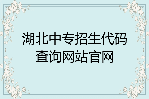 湖北中专招生代码查询网站官网