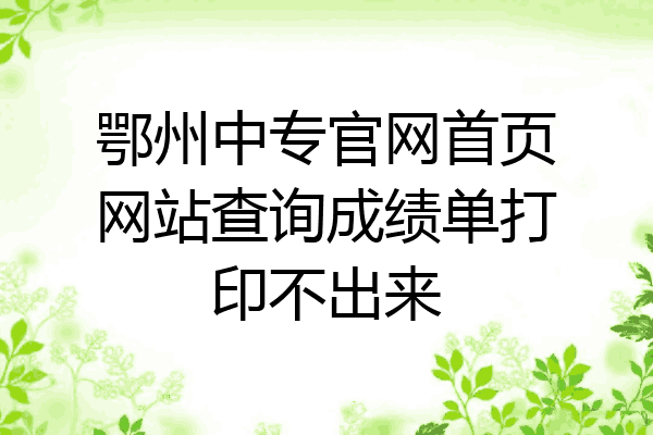 鄂州中专官网首页网站查询成绩单打印不出来