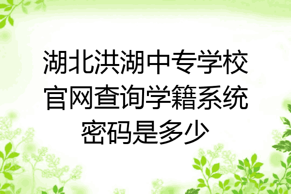 湖北洪湖中专学校官网查询学籍系统密码是多少
