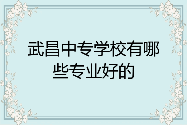 武昌中专学校有哪些专业好的
