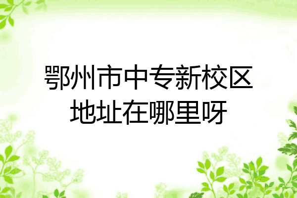 鄂州市中专新校区地址在哪里呀