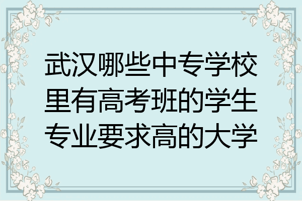 武汉哪些中专学校里有高考班的学生专业要求高的大学