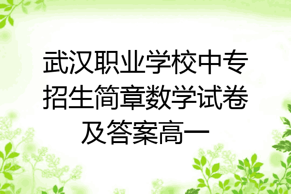 武汉职业学校中专招生简章数学试卷及答案高一