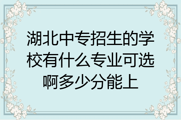 湖北中专招生的学校有什么专业可选啊多少分能上