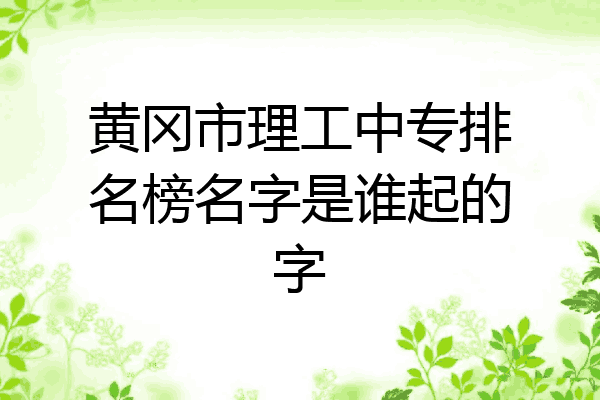 黄冈市理工中专排名榜名字是谁起的字