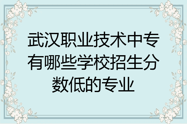 武汉职业技术中专有哪些学校招生分数低的专业