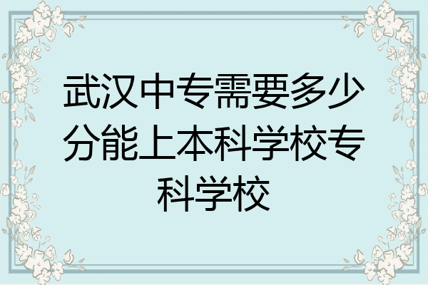 武汉中专需要多少分能上本科学校专科学校