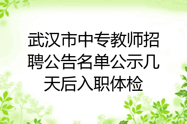 武汉市中专教师招聘公告名单公示几天后入职体检