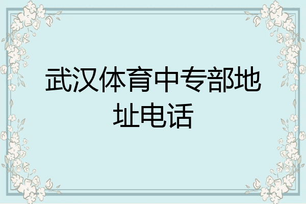 武汉体育中专部地址电话