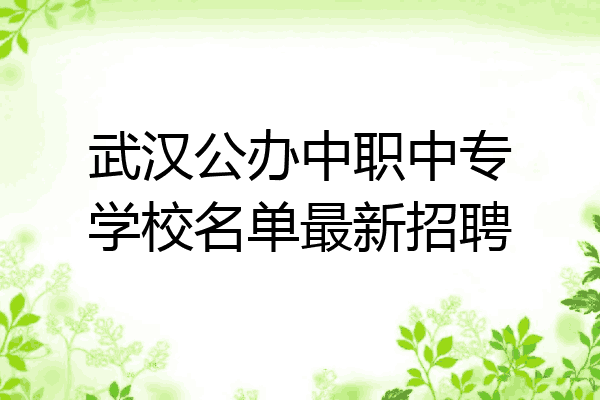 武汉公办中职中专学校名单最新招聘