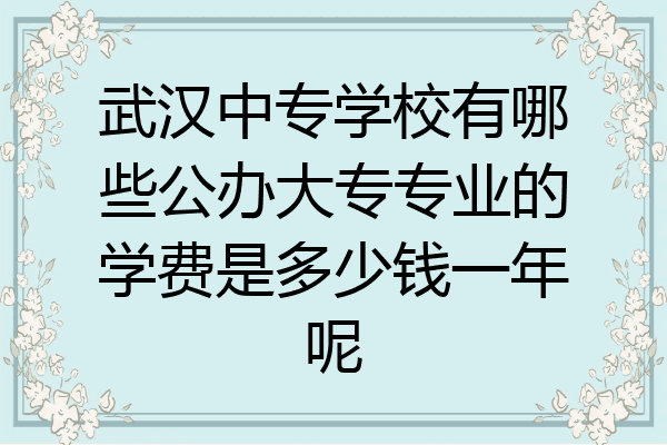 武汉中专学校有哪些公办大专专业的学费是多少钱一年呢