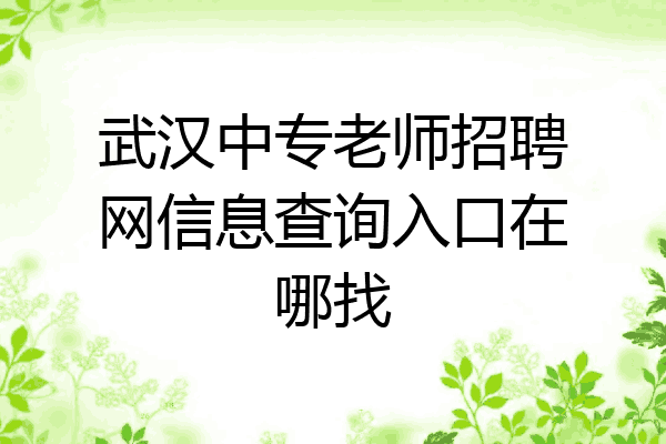 武汉中专老师招聘网信息查询入口在哪找