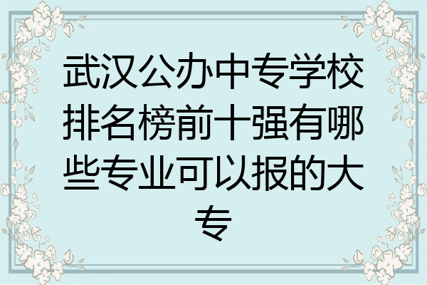 武汉公办中专学校排名榜前十强有哪些专业可以报的大专