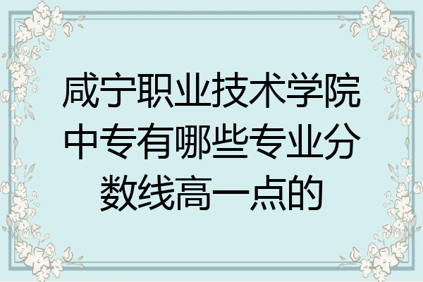 咸宁职业技术学院中专有哪些专业分数线高一点的