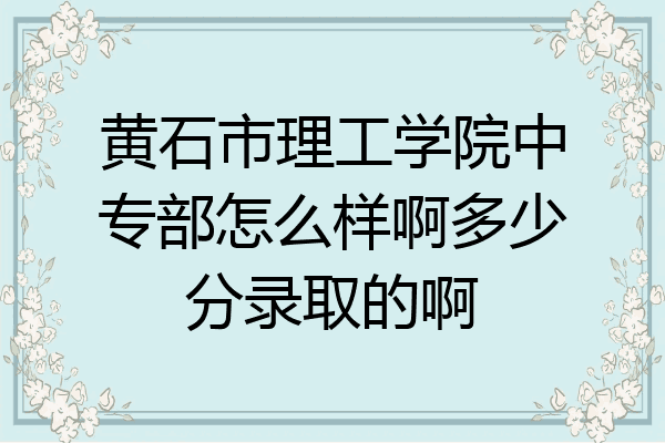 黄石市理工学院中专部怎么样啊多少分录取的啊