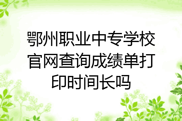 鄂州职业中专学校官网查询成绩单打印时间长吗