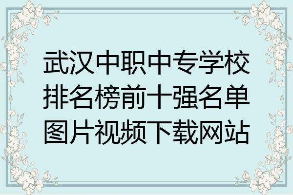 武汉中职中专学校排名榜前十强名单图片视频下载网站