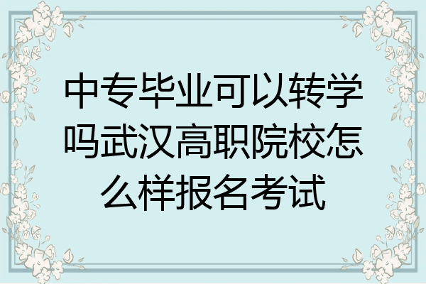 中专毕业可以转学吗武汉高职院校怎么样报名考试