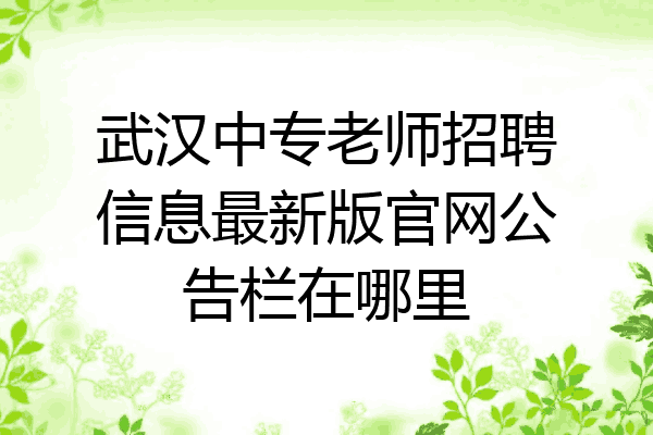 武汉中专老师招聘信息最新版官网公告栏在哪里