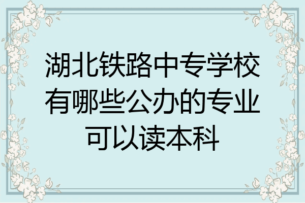 湖北铁路中专学校有哪些公办的专业可以读本科