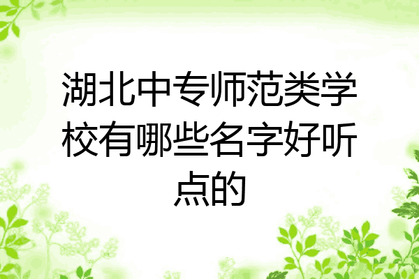 湖北中专师范类学校有哪些名字好听点的