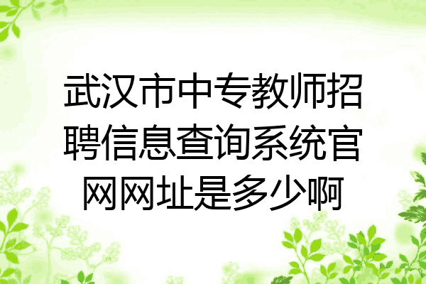 武汉市中专教师招聘信息查询系统官网网址是多少啊
