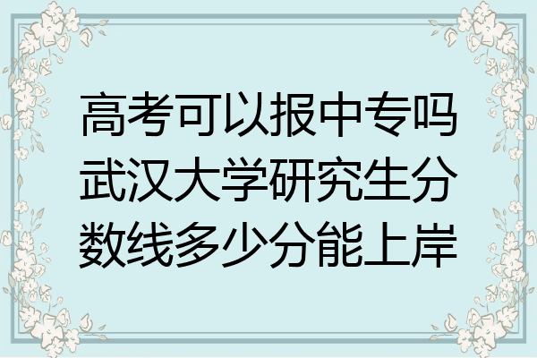 高考可以报中专吗武汉大学研究生分数线多少分能上岸