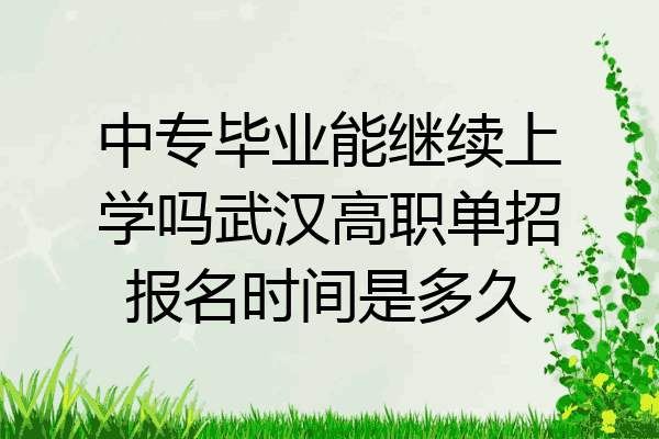 中专毕业能继续上学吗武汉高职单招报名时间是多久