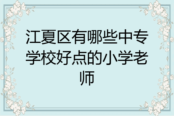江夏区有哪些中专学校好点的小学老师