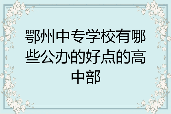 鄂州中专学校有哪些公办的好点的高中部