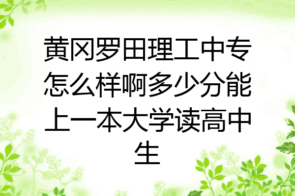 黄冈罗田理工中专怎么样啊多少分能上一本大学读高中生