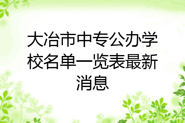 大冶市中专公办学校名单一览表最新消息