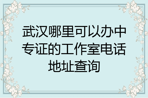 武汉哪里可以办中专证的工作室电话地址查询