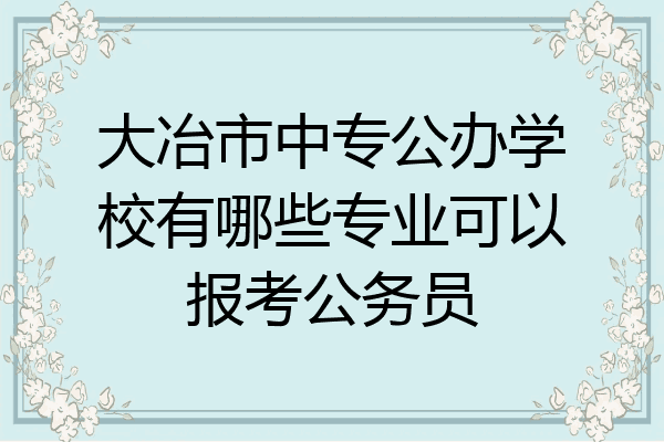 大冶市中专公办学校有哪些专业可以报考公务员
